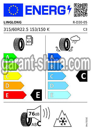 Ling Long R-D30 (приводная) 315/60 R22.5 153/150K 20PR - Фото Европейских характеристик